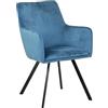 Totò Piccinni Poltroncina BORGHESE in Velluto con gambe in metallo stile moderno (Blu Ottanio, 1)