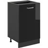 Vicco Mobiletto base cucina R-Line, Nero lucido/Antracite 50 cm | 1 Anta · Senza piano di lavoro · Piedini regolabili in altezza · 1 Ripiano · ✓ Liberamente combinabile