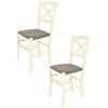 t m c s Tommychairs - Set 2 sedie modello Cross per cucina bar e sala da pranzo, robusta struttura in legno di faggio verniciata anilina bianca e seduta rivestita in tessuto colore capriolo