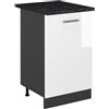 Vicco Mobiletto base cucina R-Line, Bianco lucido/Antracite 50 cm | 1 Anta · Piano di lavoro incl. · Piedini regolabili in altezza · 1 Ripiano · ✓ Liberamente combinabile