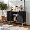 [en.casa] Credenza Madia con 2 Ante Scanalate 120x40x76 cm Nero