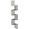 HOMCOM mensola angolare a parete a zigzag, 20x20x126 cm, grigio | Mensola portaoggetti, 5 ripiani, legno