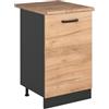 Vicco Mobiletto base cucina R-Line, Rovere dorato/Antracite 50 cm | 1 Anta · Piano di lavoro incl. · Piedini regolabili in altezza · 1 Ripiano · ✓ Liberamente combinabile