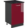 Vicco Mobiletto base cucina R-Line, Rosso lucido/Antracite 50 cm | 1 Anta · Piano di lavoro incl. · Piedini regolabili in altezza · 1 Ripiano · ✓ Liberamente combinabile