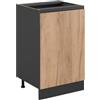 Vicco Mobiletto base cucina R-Line, Rovere dorato/Antracite 50 cm | 1 Anta · Senza piano di lavoro · Piedini regolabili in altezza · 1 Ripiano · ✓ Liberamente combinabile