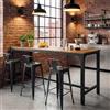 Tribesigns Tavolo da Bar Lungo 180 cm, Tavolo Altezza Banco Stile Industriale con Poggiapiedi in Metallo, Tavolo da Cucina Rettangolare per Sala da Pranzo, Bistrot, Marrone e Nero