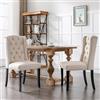 Shye Sedie per sala da pranzo in velluto con gambe in rovere, bottoni, cromate, per camera da letto, soggiorno, sedia per il tempo libero (set da 4, beige+nero)