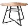 BLSYHDH Tavolo da pranzo rotondo, 120 cm, con gambe in metallo, stile retrò e industriale, tavolo da cucina in legno (colore vintage)