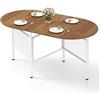 COSTWAY Tavolo da Pranzo Pieghevole per 6-8 Persone (Naturale) | Tavolo Consolle Salvaspazio con Ali Ribaltabili e Gambe in Metallo per Cucina e Soggiorno, 150 x 80 x 76 cm