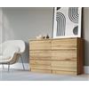 3E 3xE living.com 3xE living Cassettiera 120 cm, 6 Cassetti, Rovere Wotan, 120 x 39 x 78 cm