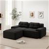 Muskel Boneless - Divano modulare a forma di L con ottomano, divano in velluto a coste con seduta profonda da 74 cm, moderno divano letto a due posti senza montaggio, comodo divano modulare per soggiorno