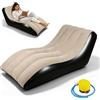Bocguy Poltrona gonfiabile per esterni, divano ad aria con pompa ad aria, divano gonfiabile in PVC, con superficie floccata per interni ed esterni, casa, campeggio, picnic, spiaggia (cachi)