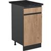 Vicco Mobiletto base cucina R-Line, Rovere dorato/Antracite 40 cm | 1 Cassetto · Piano di lavoro incl. · Piedini regolabili in altezza · 1 Anta · ✓ Liberamente combinabile