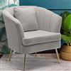 BAKAJI Poltrona Sedia Relax Rivestimento in Tessuto Struttura Legno e Gambe in Metallo Colore Oro Imbottita Design Moderno Decorazione Trapuntata Ampio Schienale Dimensione 80 x 70 x 80 cm (Grigio)