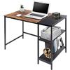 BAKAJI Scrivania con Libreria 3 Ripiani Tavolo da Lavoro Porta Pc Computer Struttura in Metallo e Piano in Legno MDF Anticato e Nero Arredamento Casa Ufficio Cameretta Dimensioni 120 x 60 x 75 cm
