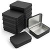 Forever bene Scatola di Latta Rettangolare 11,5×8,5×2,2 cm - Mini Contenitore in Metallo con Coperchio a Cerniera, Scatolina Multiuso (12, Nero)