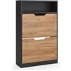 Vicco Scarpiera da ingresso Luca, Antracite/Rovere dorato, 59 x 94 cm con 2 scomparti basculanti