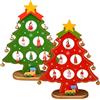 MOMAHUA 2 pezzi Albero di Natale in legno Rosso & Verde, DIY Mini Natale Ornamenti da tavolo Albero di Natale in legno da scrivania con campanelle pendenti Decorazione da tavolo per decorazione