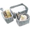 Morgan&Co. Set da 3 Cestini Portaoggetti, Porta Oggetti per il Bagno Salvaspazio, Cestino Organizer in Carta EcoFriendly, Cestini Intrecciati e Impilabili 25x20x10 cm Grigio