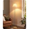 EDISHINE Lampada da Terra Retrò, Paralume in Cotone e Lino, 2700K, Beige | Lampadina LED Inclusa, Attacco E27, Struttura Metallo, Interruttore a Pedale, Lampada da Terra Moderna per Camera