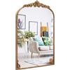 COSTWAY Specchio ad Arco da Parete, Specchio Vintage Oro con Cornice in Metallo, Riflessione HD e Decorativi Barocchi, Facile da Installare, per Ingresso, Soggiorno e Bagno (95 x 66 cm)
