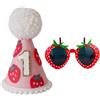 YSJCHEBS Cappello Da Compleanno Alla Fragola 1 Pezzo Per 1 Anno, Occhiali Alla Fragola 1 Pezzo, Accessori Fotografici Per Bambini, Decorazioni Carine E Interessanti, Decorazioni Per Feste Di Compleanno