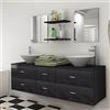 qohoio Set Arredo Bagno Completo Moderno, Mobili da Bagno con Lavabo Set 7 pz Nero