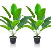 Lighterday Set di 2 piante finte artificiali decorative per interni, grandi piante finte, albero di banana artificiale, piante alte in plastica, per ufficio, casa, interni ed esterni