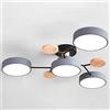 JingNian Lampada da Soffitto A LED, Plafoniera Moderna A 6 Luci, Lampadario in Legno da 48 W con Paralume in Acrilico per Soggiorno, Camera da Letto, Cucina(Size:4Lights,Color:D)