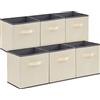 Lifewit Cubi Portaoggetti Pieghevoli, Cesti Portaoggetti in Tessuto, Scatole Portaoggetti con Manici, Scatole per Armadio, Vestiti, Giocattoli, 26,5 x 26,5 x 28 cm, 18 L, Set di 6, Beige