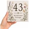 Generico Targa Civica Personalizzata in Ceramica con Fiori di Campo, Numero Civico Personalizzato, Targa Indirizzo Floreale con Nome Famiglia, Decorazione Rustica per Villa, Giardino, Portico e Cas