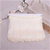 Blausky 5 yards x 15 cm, bordatura con frange, nastro decorativo in seta, nappa, frange, per cucito, fai da te, vestiti, costumi, tende, beige chiaro