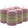seit 1744 müller KERZEN Müller Kerzen PRO NATURE Candele Viola Lilla - Set di 6 Candele Steariche - 6,8 x 10 cm - Durata 20 Ore - Cera Naturale Senza Paraffina e Olio di Palma - Non Profumate - Qualità RAL