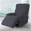 Ruioomeep Copripoltrona elasticizzato in 4 pezzi, per poltrona relax, con tasche, copertura elastica per poltrona relax completa, Recliner, copripoltrona per le orecchie (grigio scuro)