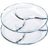 ChasBete Servizio Piatti Moderni, Piatti Vetro Trasparenti a Scomparti, Piatti da Portata, D 25cm Set di 2 Piatti Piani