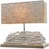 LOBERON Caribou Lampada da tavolo - Base decorata con rametti - Ogni pezzo è un pezzo unico, lino/bianco