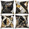 ASDCXZ Set di 4 federe per cuscino in marmo, 40 x 40 cm, moderne, colore nero, bianco, oro, effetto marmo, effetto marmo, lavabile, poliestere, lino