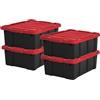 Iris Ohyama, Scatole Pieghevoli, 43L, Set di 4, Rosso, Grande, Solido, Impilabile, Per Garage, Scaffali, Scatola Organizer, Plastica, Contenitore, DDSKT-430