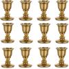 Romadedi - Portacandele vintage in ottone, set da 12 pezzi, piccoli portacandele dorati, per decorazione da tavolo, per matrimonio, Natale, feste, corona dell'Avvento, decorazione