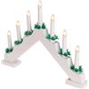 BAKAJI Portacandele Candelabro Avvento Natalizio Elettrico Led con 7 Candele di Natale Illuminazione Natalizia Arredamento Candela Arco di Candele in Legno Design Moderno Decorazioni (Bianco)