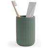 Autumnlife Bicchiere per spazzolini da denti in ceramica, verde opaco, con struttura a righe, 350 ml, rotondo, per bagno e dentifricio, diametro 7,7 x 11,5 cm