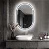 Hondony Specchio da Parete Ovale 50 * 75cm con Cornice in Metallo Nero, Specchio-Bagno-LED con Antiappannamento, Dimmerabile, 3 Colori Luce, IP44, Per Bagno, corridoio, Camera da Letto, Soggiorno