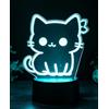 BIRBANN Lampada 3D Illusione Gatto, LED touch 7 colori | USB o pile, 4 modalità luce, lampada notturna a forma di gatto, per ragazze e donne, regalo decorativo felino per cameretta