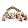 PABEN Statuine Presepe in Resina, Set Natività Completo con 10 Personaggi e Capanna, Stile Bambini Spiritoso, 13,2 x 9,7 cm, Altezza Personaggi 5,3 cm