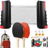 Solaverano Set da ping pong professionale, set di racchette da ping pong | 2 racchette da ping pong, 6 palline, 1 borsa per palline, 1 rete estensibile, per uso esterno, per principianti e esperti