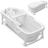 SereneLife Vasca da Bagno Portatile per Adulti, 150 x 60 x 58 cm, Spa Portatile Domestica, Relax Pieghevole con Coperchio, Vassoio, Borsa e Tubo di Scarico, Antiscivolo, Leggera, Uso Interno, Esterno