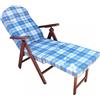 Poltrona 4 Posizioni Relax Faggio con Cuscino e Prolunga 84/40x 60x100 h cm in Cotone Blu