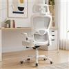 Farini Sedia da ufficio con braccioli, sedia da scrivania con appendiabiti, sedia da ufficio ergonomica con poggiatesta regolabile, sedia da gaming con ruote, grigio chiaro