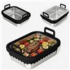 YNNHUDEEP Teglia per friggitrice ad aria calda COSORI 2 camere/Ninja AF400EU/DZ400EU/AF451EU resistente al calore in acciaio inox 304, accessorio Airfryer Ninja lavabile in lavastoviglie (con griglia)