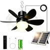 DTSDWA Ventilatore da soffitto solare con illuminazione, ventilatore da campeggio portatile con telecomando, batteria da 10000 mAh, lampada mobile con ventola, 3 temperature di colore regolabili